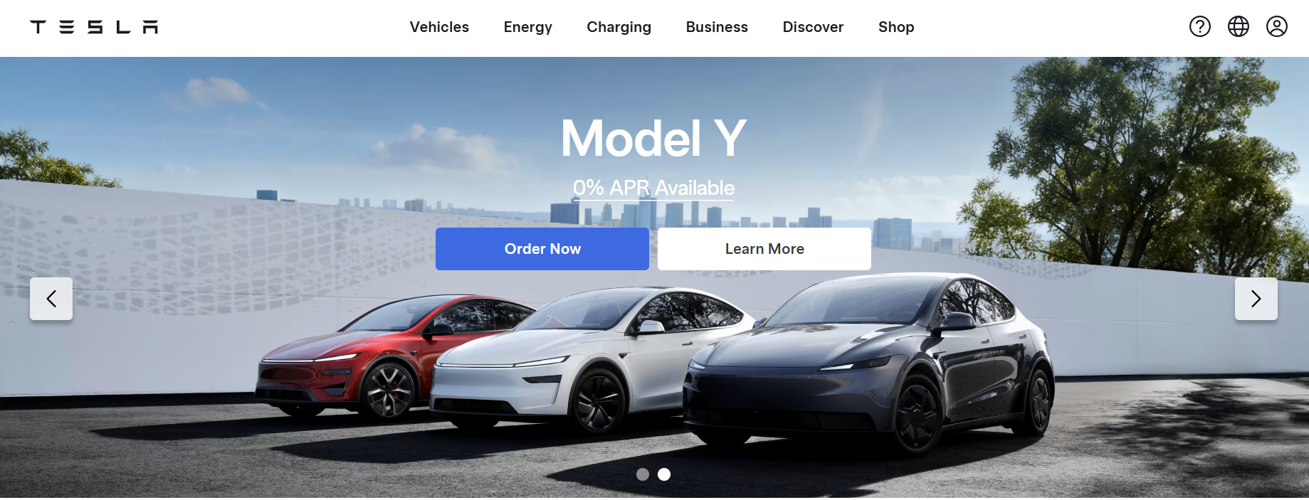 Screenshot of Tesla website representing hardware-connected apps built with React Native.