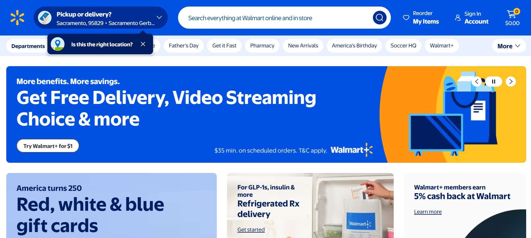 Screenshot of Walmart website representing high-volume e-commerce apps built with React Native.